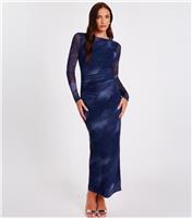 Women's Blue Marble Midaxi Dress Quiz New Look