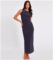Women's Dark Grey Buckle Detail Ruched Maxi Dress Quiz New Look
