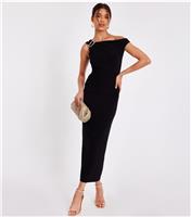 Women's Petite Black Asymmetric Midaxi Dress Quiz New Look