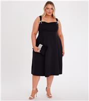 Women's Curve Black Scuba Foam Skater Midi Dress Quiz New Look