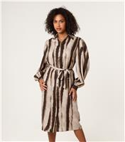 Women's Light Brown Belted Tie Dye Shirt Dress Blue Vanilla New Look