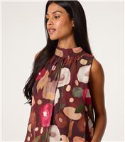 Women's Brown High Neck Puffball Hem Top Blue Vanilla New Look