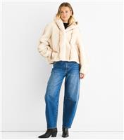 Women's Cream Ombre Hooded Faux Fur Jacket Gini London New Look