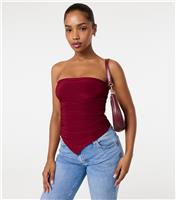 Women's Burgundy Slinky Jersey Bandeau Top Pink Vanilla New Look