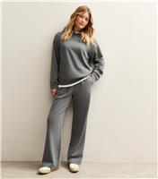 Women's Dark Grey Wide Leg Joggers New Look