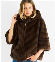 Women's Mid Brown Faux Fur Hooded Jacket Gini London New Look