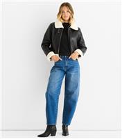 Women's Black Faux Shearling Jacket Gini London New Look