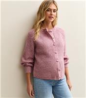 Women's Maternity Pink Ribbed Raglan Cardigan New Look