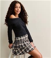 Girls' Black Cable Knit Off Shoulder Jumper New Look