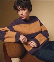 Women's Purple Chunky Wide Stripe Jumper New Look