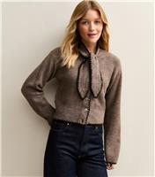 Women's Mink Blanket Stitch Neck Tie Cardigan New Look