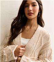 Women's Cream Fringed Longline Cable Knit Cardigan New Look