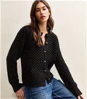 Women's Black Chunky Crew Neck Cardigan New Look
