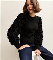 Women's Black Looped Sleeve Jumper New Look