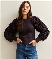 Women's Dark Purple Looped Sleeve Jumper New Look