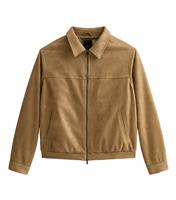 Men's Camel Faux Suede Collared Jacket New Look