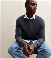 Men's Dark Blue Regular Textured Crew neck Jumper New Look