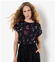 Women's Black Botanical Floral Print Top Apricot New Look