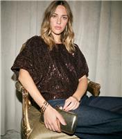 Women's Bronze Bubble Hem Sequin Top New Look