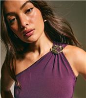 Women's Purple One Shoulder Buckle Detail Top New Look