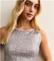 Women's Silver Sequin Tank Top New Look