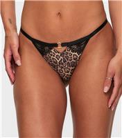 Women's Black Leopard Print Brazilian Briefs Ann Summers New Look