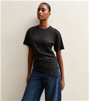 Women's Black Jersey Ruched Side T-Shirt New Look