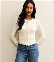 Women's Cream Scalloped Trim Compact Knit Cardigan New Look