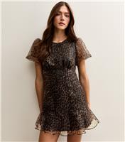 Women's Black Organza Frill Hem Mini Dress New Look