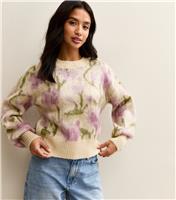Women's Petite Cream Floral Pattern Jumper New Look
