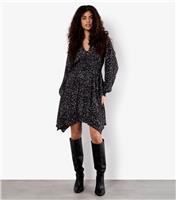 Women's Grey Leopard Print Handkerchief Hem Dress Apricot New Look