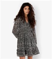 Women's Black Paisley Print Mini Dress Apricot New Look