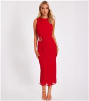 Women's Red Mesh Wrap Midaxi Dress Quiz New Look