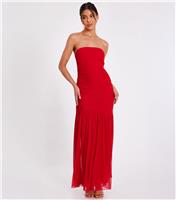 Women's Red Mesh Bandeau Midaxi Dress Quiz New Look