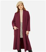 Women's Burgundy Knit Maxi Cardigan Yumi New Look