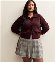 Women's Plus Size Black Check Pleated Mini Skirt Curves New Look
