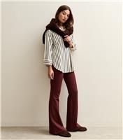 Women's Dark Brown Flared Trousers New Look