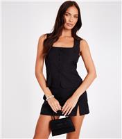 Women's Black Square Neck Waistcoat Quiz New Look