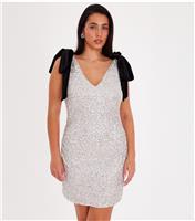 Women's Silver Sequin Bows Mini Dress Quiz New Look