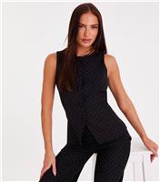 Women's Black Diamante Tailored Waistcoat Quiz New Look