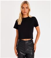 Women's Black Diamante Embellished Cropped T-Shirt Quiz New Look