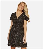 Women's Black Foil Star Mini Dress Yumi New Look