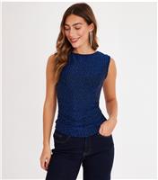 Women's Dark Blue Rhinestone Top Quiz New Look