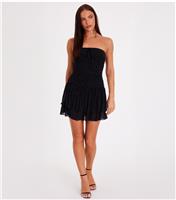 Women's Black Diamante Mesh Mini Dress Quiz New Look