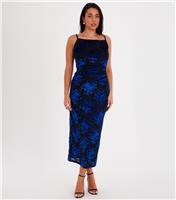 Women's Blue Ruched Midaxi Dress Quiz New Look