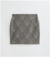 Women's Petite Dark Grey Monochrome Checked Tube Mini Skirt New Look