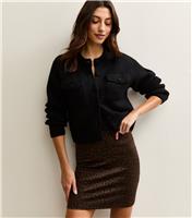 Women's Tall Brown Animal Print Jacquard Tube Skirt New Look