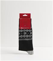 Men's Mens Black Snowflake Socks New Look