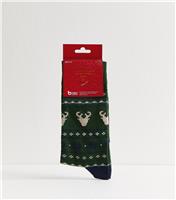 Men's Mens Reindeer Fairisle Socks New Look