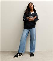 Girls' Black Athletic Logo V Neck Sweatshirt New Look